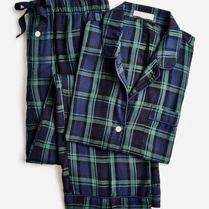 Flannel long-sleeve pajama set in Black Watch tartan